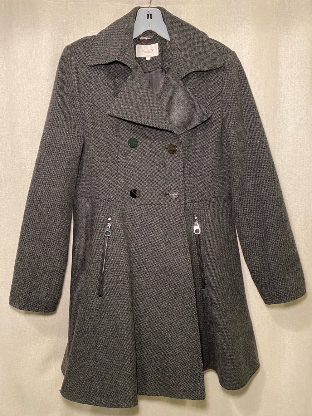 Laundry by Shelli Segal Charcoal Gray Double-Breasted Pea Coat